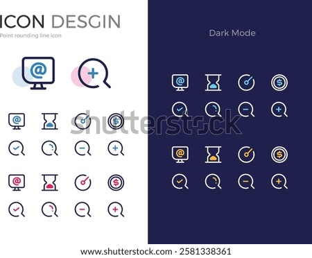 Point Rounding Line Vector Illustration Icon Computer Search Add History Login Zoom In Zoom Out Confirm Mail Dollar