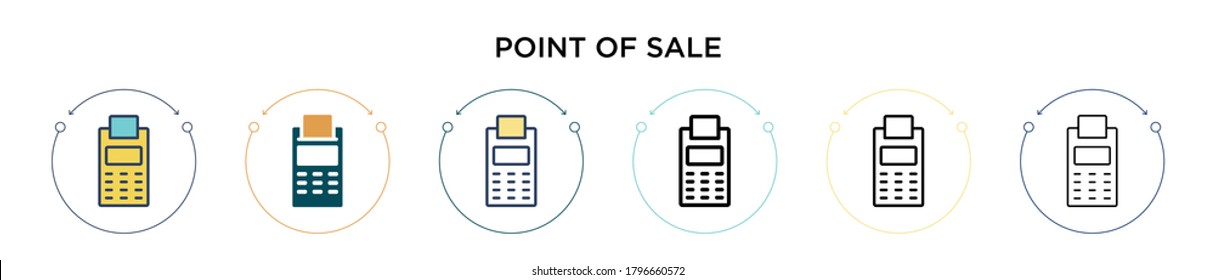 Point of sale icon in filled, thin line, outline and stroke style. Vector illustration of two colored and black point of sale vector icons designs can be used for mobile, ui, web