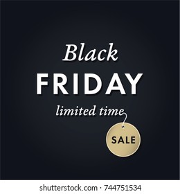 Point of Sale material template for Black Friday special short term offer or marketing campaign with dark background featuring abstract price tags fall