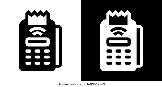 Point of Sale. Paying Device. Glyph Icon in White and Black Version.