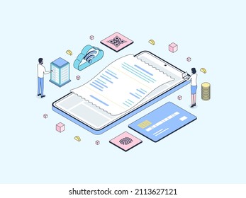 Point of Sale System Isometric Illustration Lineal Color. Suitable for Mobile App, Website, Banner, Diagrams, Infographics, and Other Graphic Assets.