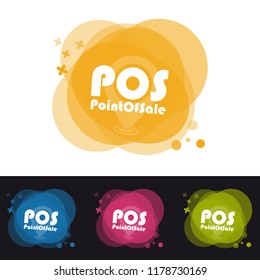 Point Of Sale Transparency Buttons - Four Colorful POS Vector Icons - Isolated On Black And White Background