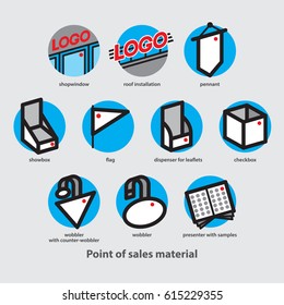 Point Of Sales Material And Point Of Purchase Material Icons Set