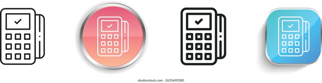 Point-of-Service-Symbol Design mit dünnen Linien, regelmäßigen Linien und Schaltflächen einzeln auf weißem Hintergrund