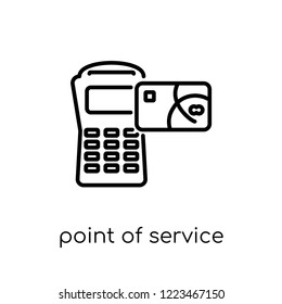 point of service icon. Trendy modern flat linear vector point of service icon on white background from thin line Cryptocurrency economy and finance collection, outline vector illustration