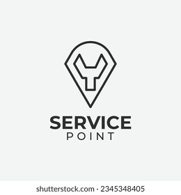 Point service logo design line art, mechanic logo icon vector illustration design