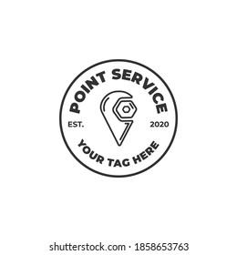 point service  logo line art illustration vector template design