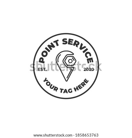point service  logo line art illustration vector template design