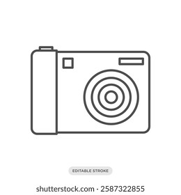 Point and shoot digital camera icon. Camera and photography symbol sign vector illustration in line style.