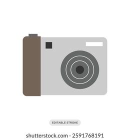 Point and shoot digital camera icon. Camera and photography symbol sign vector illustration in color fill style.