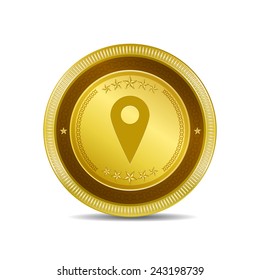 Point Sign Golden Vector Icon Button