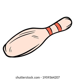 Point size. One pin for the game. Required for bowling. Bowling Club. Cartoon style. Illustration for design and decoration.