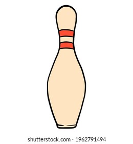 Point size. One pin for the game. Required for bowling. Bowling Club. Cartoon style. Illustration for design and decoration.