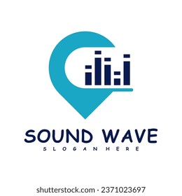 Point with Sound wave logo design concept vector. Sound wave illustration design