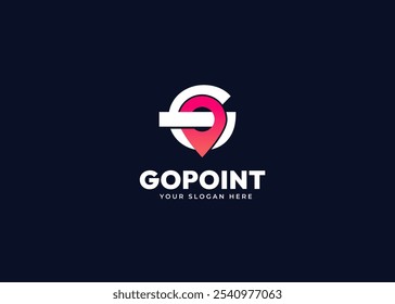 Point Symbol on Letter G Logo Design Concept. Initial Letter G with Map Pin Icon Logo Design. Location Marker for Travel and Navigation Brand Identity. Alphabet Vector Logo Illustration.