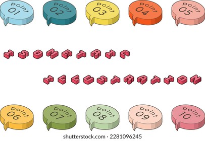 Point tags for isometric style callouts. Colorful set of icons for eye-catching and garnish. Upward 1