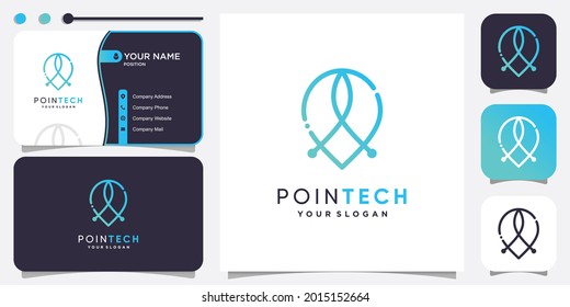 Point tech logo, modern, minimalist, location, technology, Premium Vector