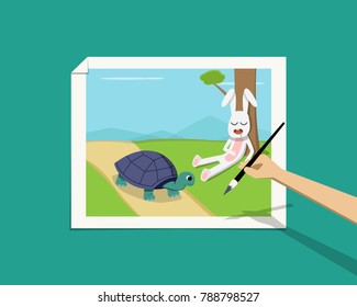 Point of view, Artist drawing cartoon on white paper, vector design