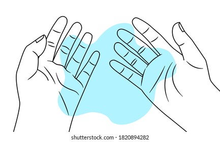 The point of view of looking own hands. Open your hand concept.