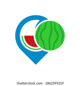 Plantilla vectorial del logotipo de la sandía de punto, conceptos de diseño del logotipo de la sandía creativa