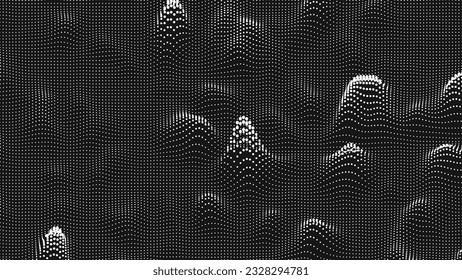 Point wave bump texture. Abstract dot background. Technological cyberspace background.