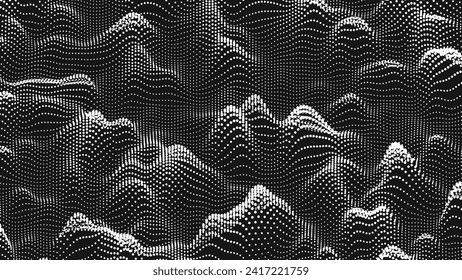 Point wave bump texture. Abstract dot background. Technological cyberspace background.