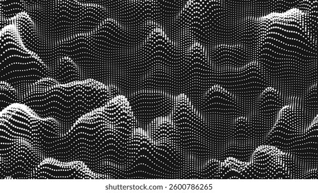 Point wave bump texture. Abstract dot background. Technological cyberspace background.