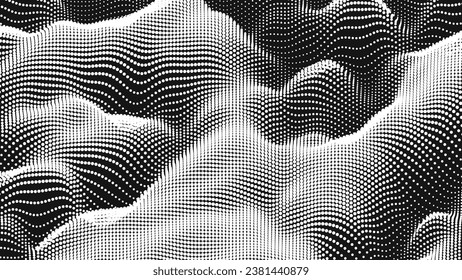 Punktwellenrauschstruktur. Abstrakter Punkthintergrund. Technologischer Cyberspace-Hintergrund.