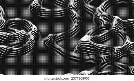 Point wave threads texture. Abstract dot background. Technological cyberspace background.