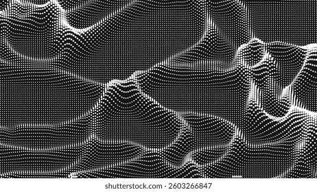 Point wave threads texture. Abstract dot background. Technological cyberspace background.