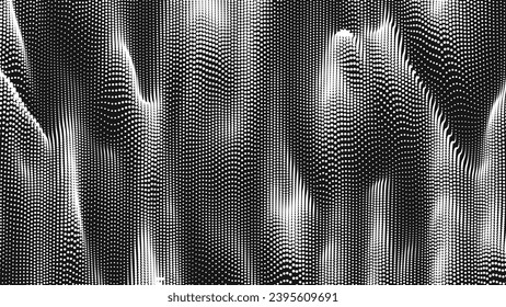 Point wave vertical threads texture. Abstract dot background. Technological cyberspace background.