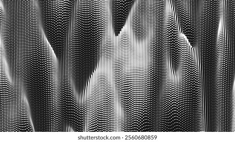 Point wave vertical threads texture. Abstract dot background. Technological cyberspace background.