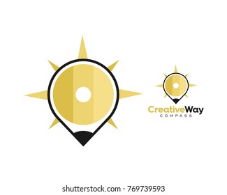 Point Way Yellow Pencil Navigator Compass Logo