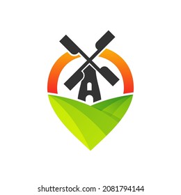 Point Windmill logo design vector template. Creative Windmill logo concept