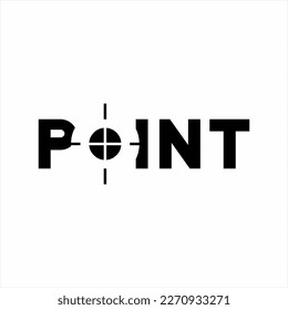 Point word logo design with target symbol concept on letter O.