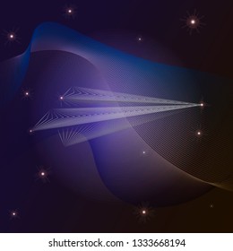 point X-ray effect. Vector origami paper plane frompoint.