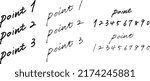 Point1 2 3 
Handwritten material that looks like it was written with a pen or pencil