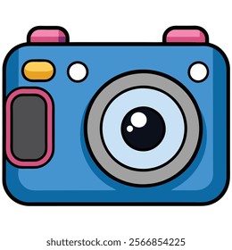 Point-and-Shoot Camera flat vector illustration white background 