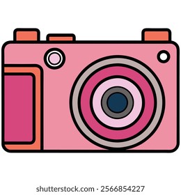 Point-and-Shoot Camera flat vector illustration white background 