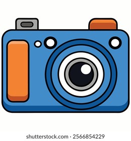 Point-and-Shoot Camera flat vector illustration white background 