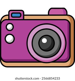 Point-and-Shoot Camera flat vector illustration white background 