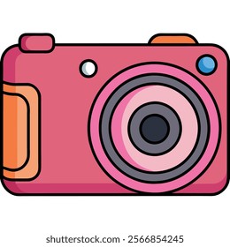 Point-and-Shoot Camera flat vector illustration white background 