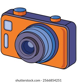 Point-and-Shoot Camera flat vector illustration white background 