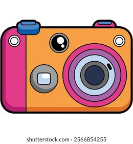 Point-and-Shoot Camera flat vector illustration white background 
