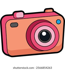 Point-and-Shoot Camera flat vector illustration white background 