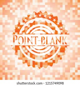 Point-blank abstract emblem, orange mosaic background