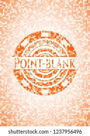 Point-blank abstract orange mosaic emblem with background