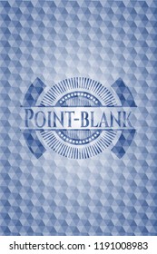 Point-blank blue hexagon badge.