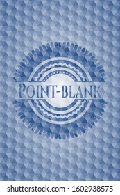 Point-blank blue polygonal badge. Vector Illustration. Detailed.