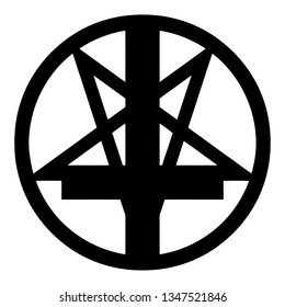 Point-Down Pentagram With Upside Down Cross Clipart